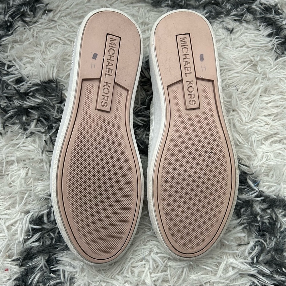 Michael by Michael Kors White and Gold Skyler Laceup Sneaker - Picture 6 of 8